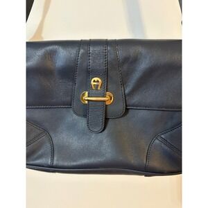 Aigner Leather Shoulder Bag Flap Crossbody Purse Designer Handbag Classic